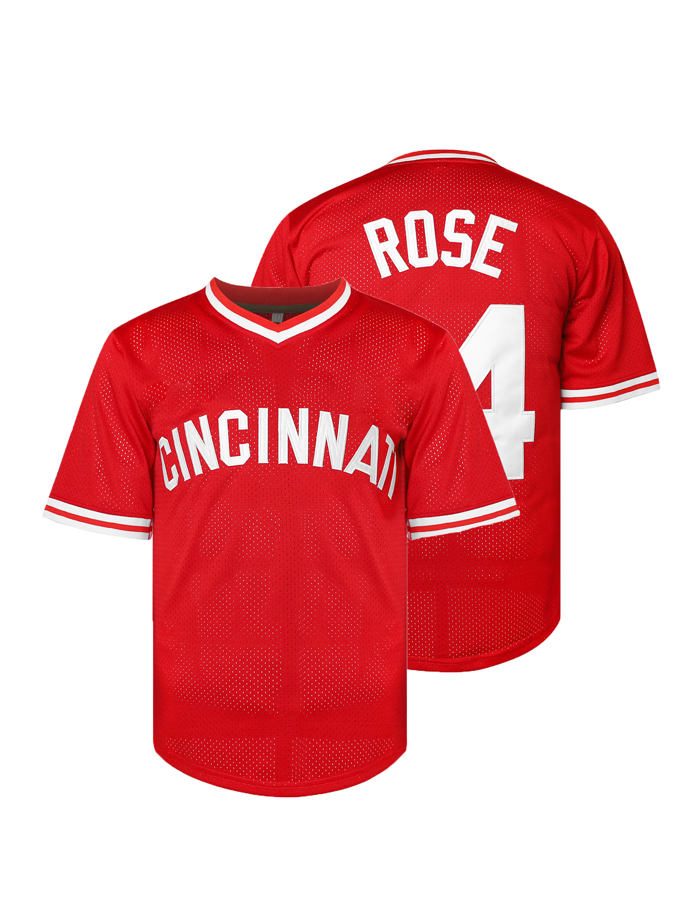 In Stock Men's 14 Pate Rose Retro Baseball Jersey With Embroidered Name & Number White Red Fast shipping
