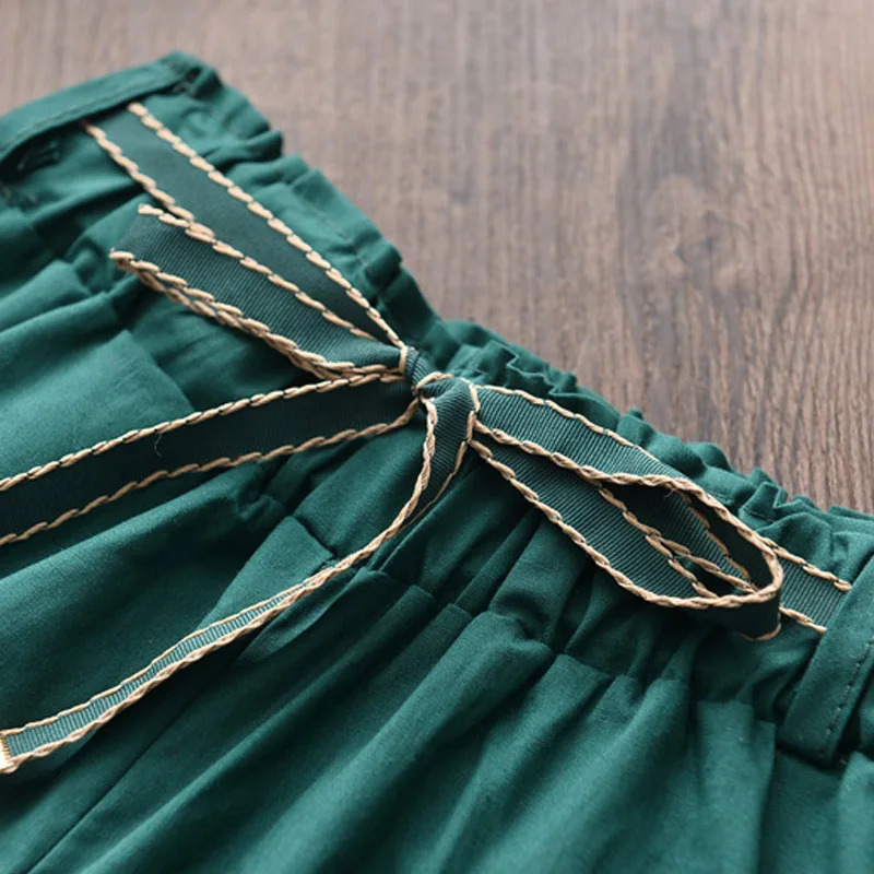 Bear collar childrens girls clothing fashion pendant flower bow baby girl shirtstriped shorts 2piece set 250325z