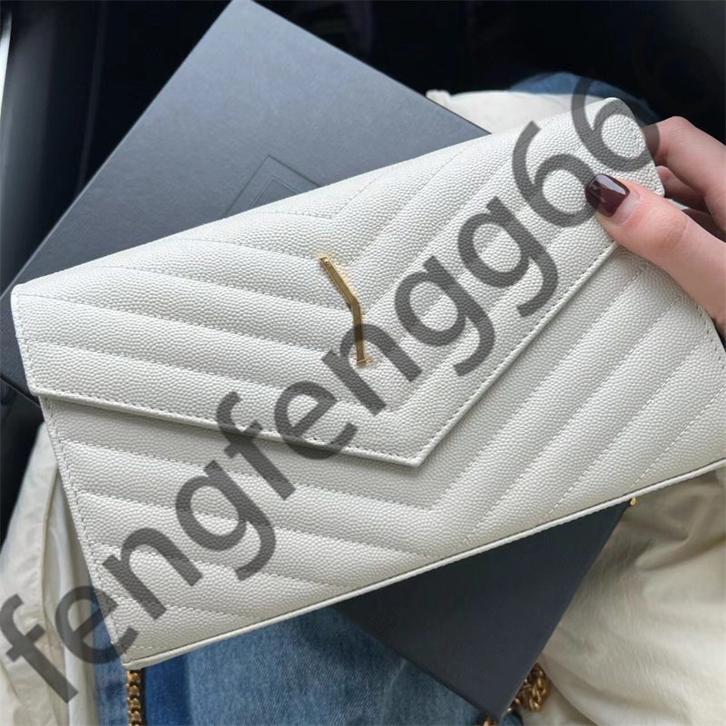 Women Leather caviar envelope Bag mirror quality Designer bags tote luxurys men sheepskin Messenger Shoulder bags handbag purses Even Cross Body Chain Clutch bag