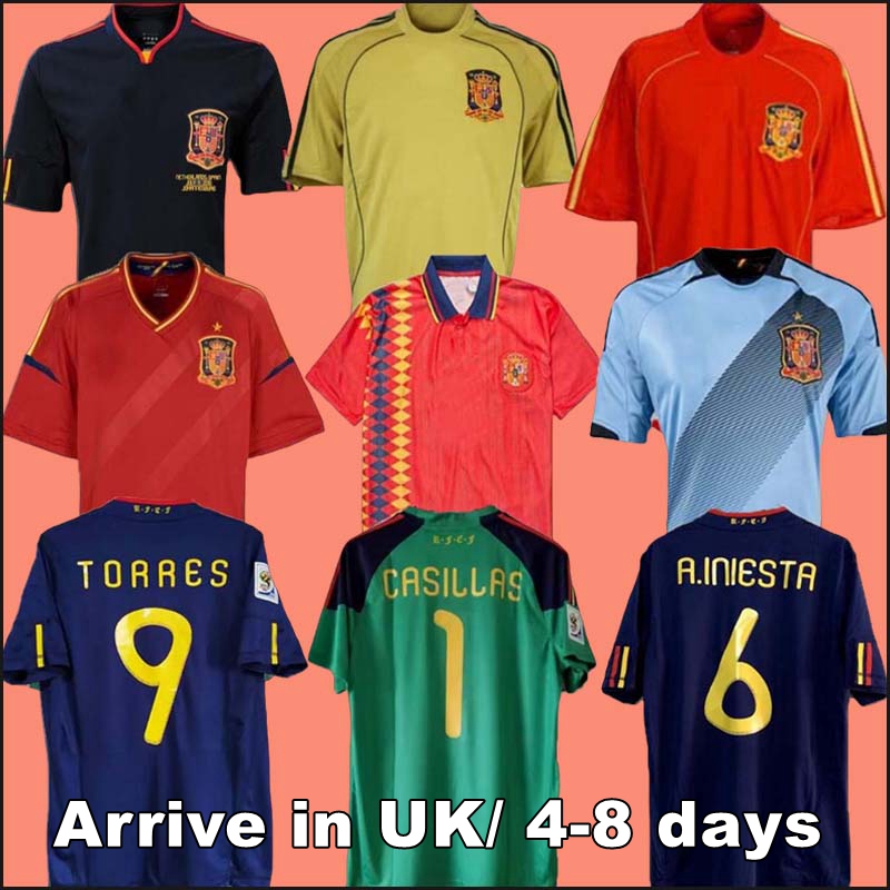 final 2010 Spain retro soccer Jerseys 1996 2006 08 12 18 88 91 98 RAUL XAVI Hierro LUIS ENRIQUE ALONSO Iniesta PUYOL PIQUE David Villa TORRES Guerrero Guardiola RAMOS
