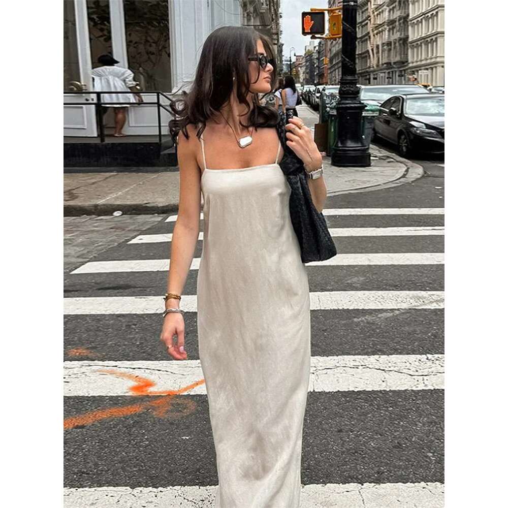 hoodie Baseball Jacket Fashion Solid En A-E Dress Women Suspender Backless Long Dresses Casual Thin Straps Female Vestidos 2025 New Holiday Style jack