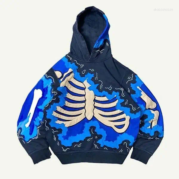 Men's Hoodies Skull Skeleton Pattern Print Hip-hop Rap Street Harajuku Style 2025 Trend Spring And Autumn Sell Skull Hoodie Retro Men Women Print