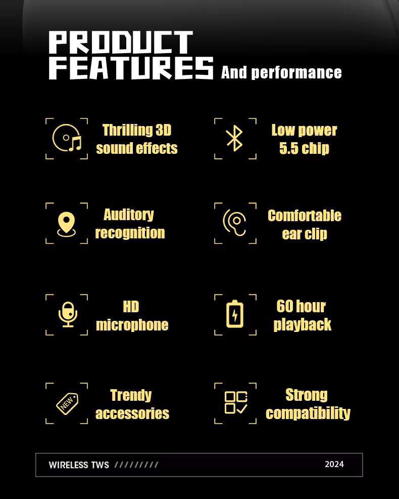 2025 New Cool nical Style AS-01 Gaming Headsets HiFi Headphone Earphone Headset TWS