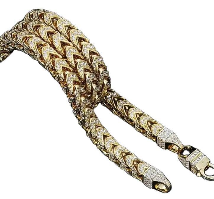 Franco VVS Moissanite Diamond Chain 925 Sterling Silver Necklace Iced Out Hip Hop Jewelry Gift for Her