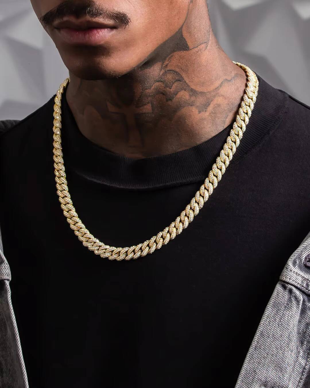 Custom Cuban Moissanite Diamond Mens Necklace Sterling Silver 925 Iced Out Hip Hop Jewelry Cuban Link Chain