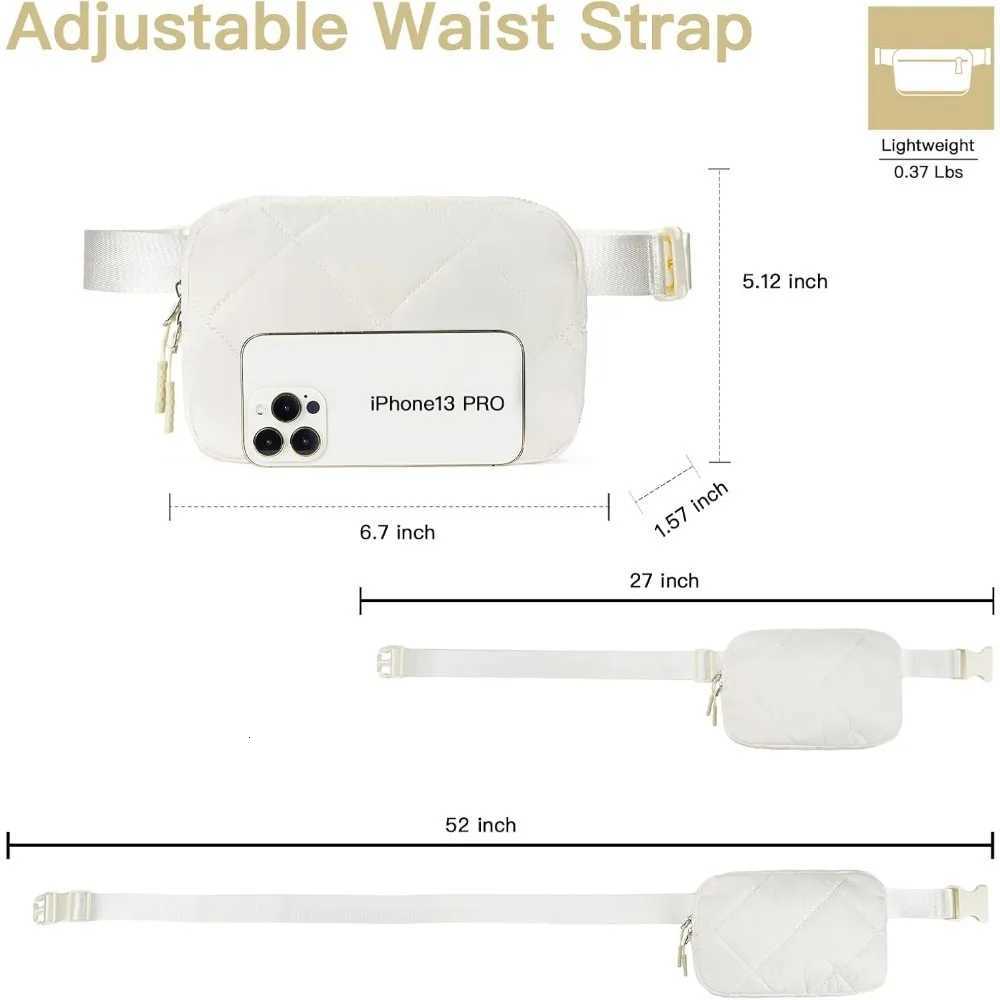 Cross Body Bag Quilted Puffy Padded Belt Bag for Women Winter Cloud Waist Puffer Crossbody Bag with Adjustable Strap BeigeW251101