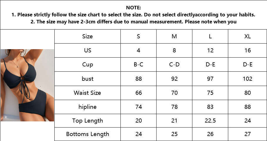 2024 new solid color lace up edging sexy bikini swimsuit for women