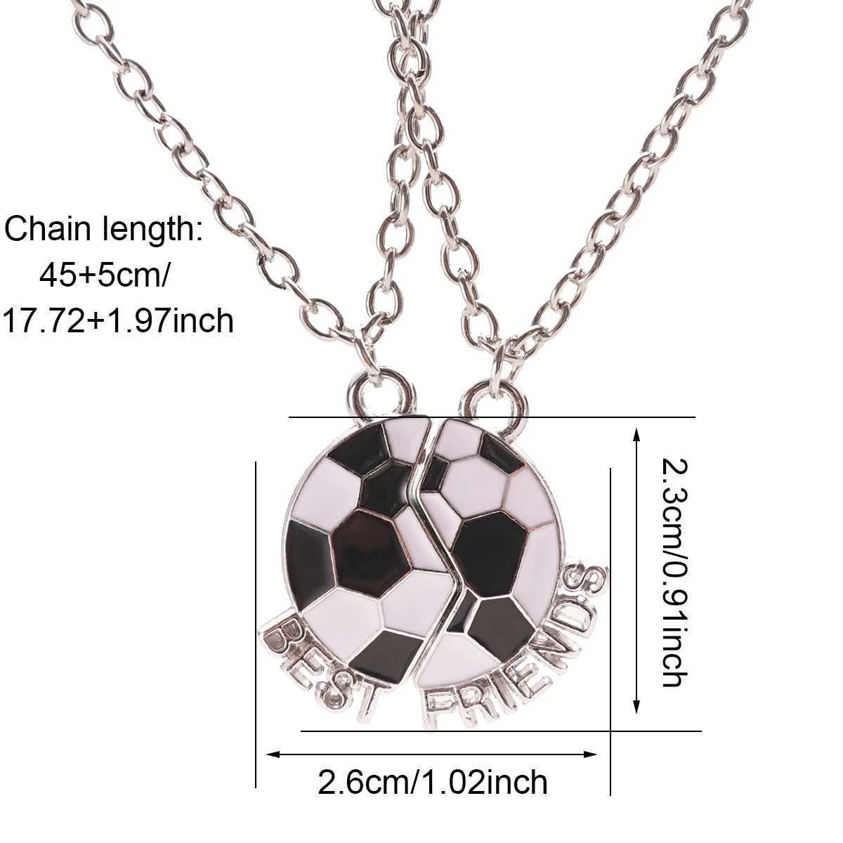 2 Pcs/Set Football Best Friends Pendant Necklace For Women Borken Heart Enamel Soccer Necklaces Friendship Choker Necklace GiftC250407