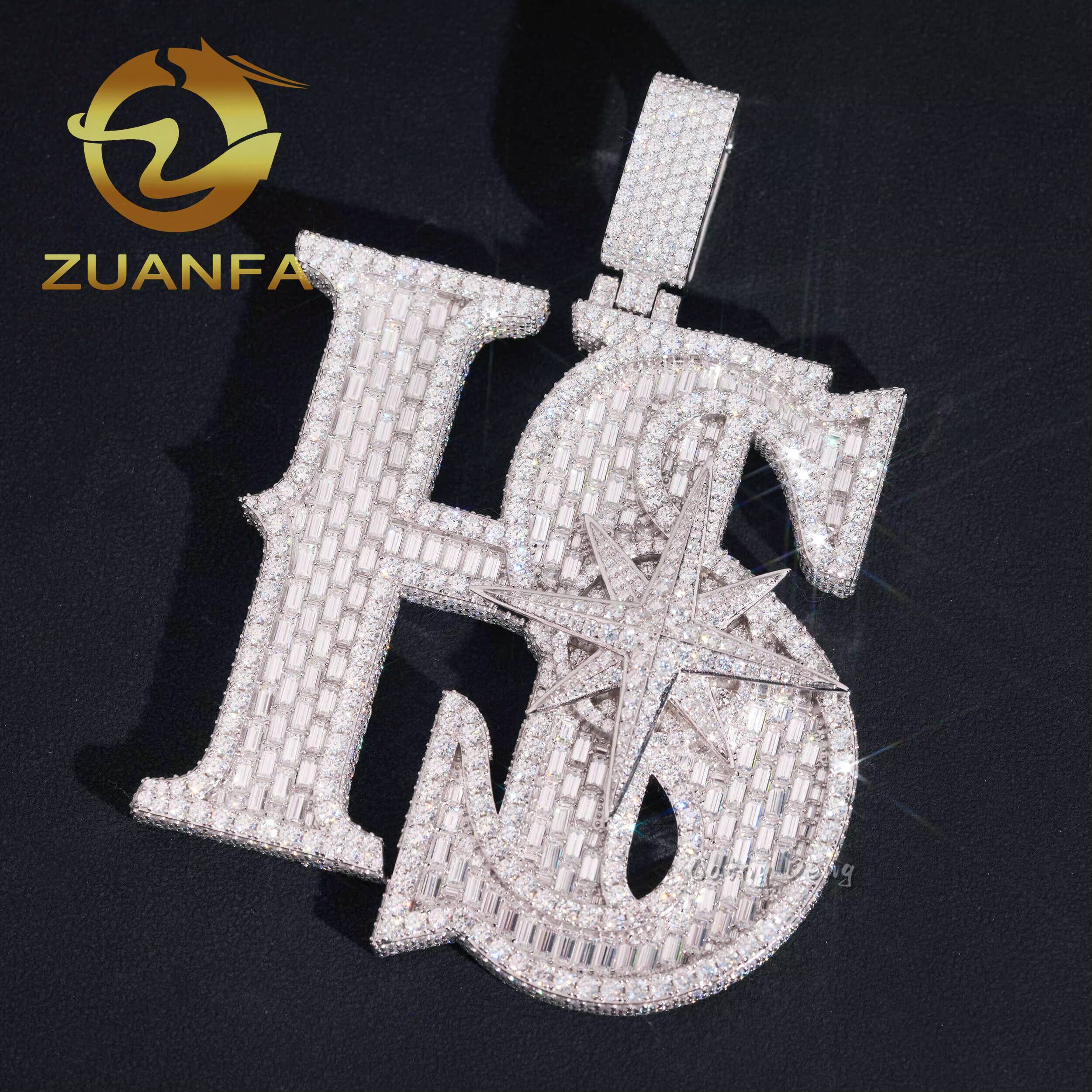 Custom Hip Hop Jewelry Iced Out Moissanite Chain Pendant 925 Silver Moissanite Name Pendant Pass Diamond Tester