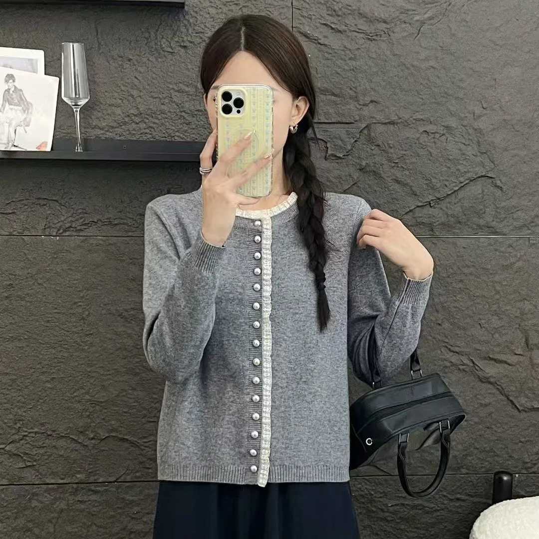 Knitted Sweater Women Cardigans New Long Sleeve ONeck White Lace Knit Sweater Cardigan Women Tops Sweaters Women Clothing Q1065T251101