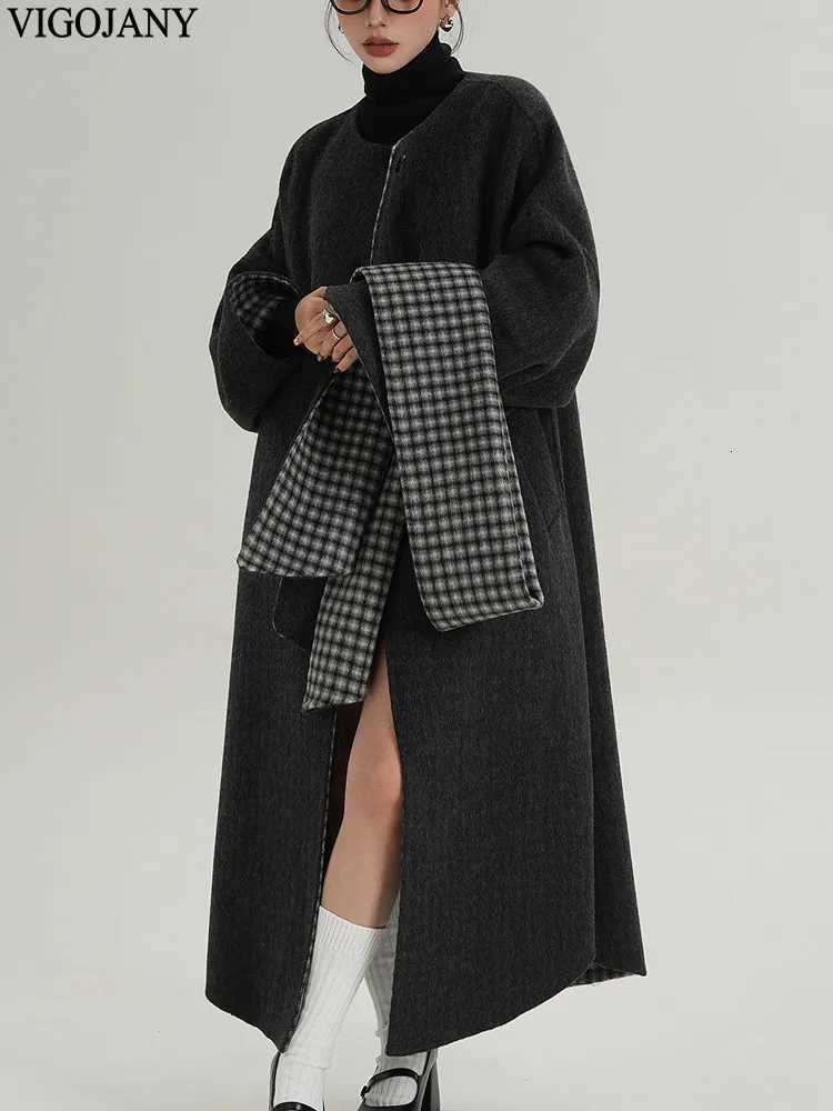 Winter Women Scarf Nature 100 Wool Long Coat 2025 Black Singlebreasted Cashmere Jacket Lady Casual Button Elegant Woolen CoatT251101