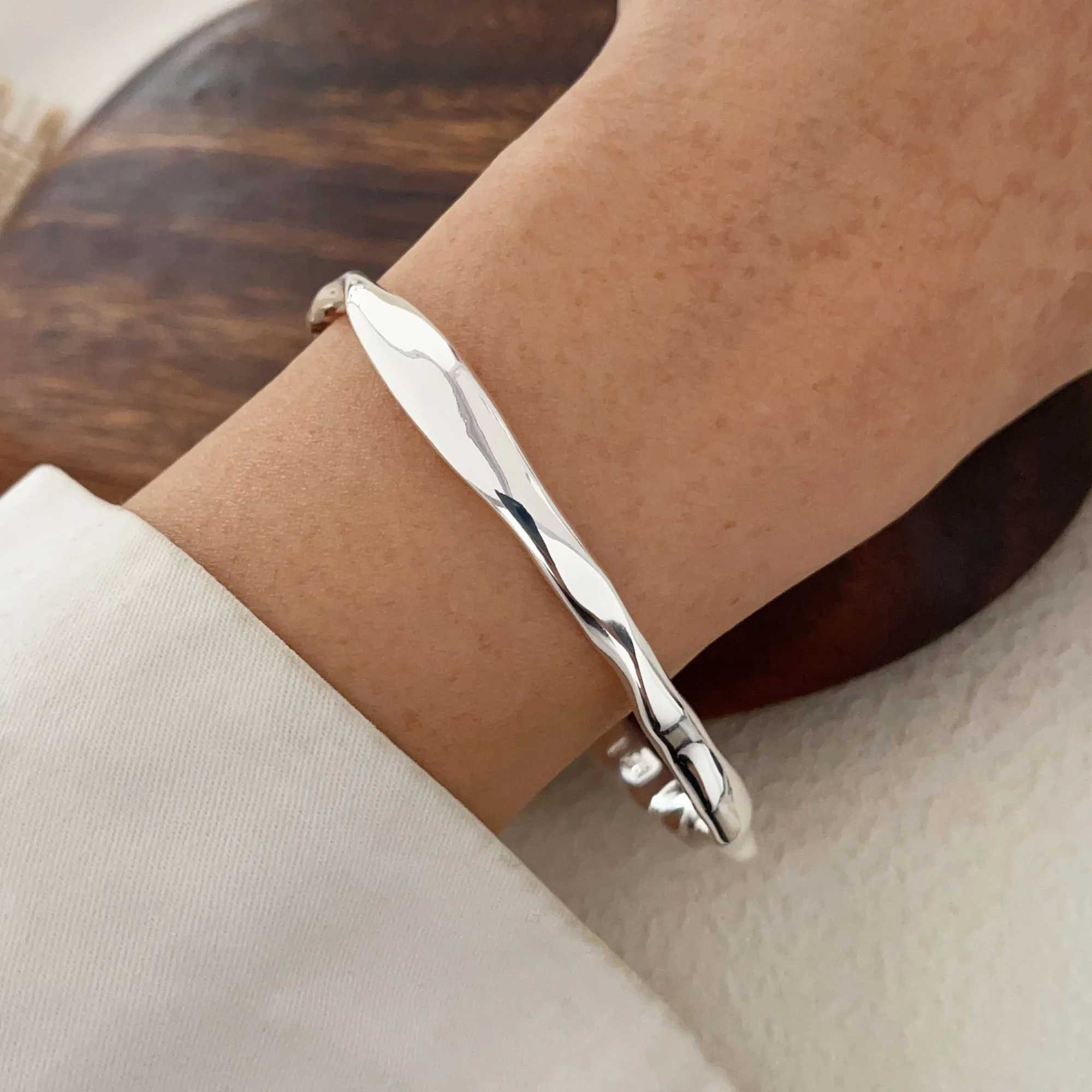 100% solid 925 sterling silver metal bracelet for womens retro handmade simple birthday gift S-B451 Y250329