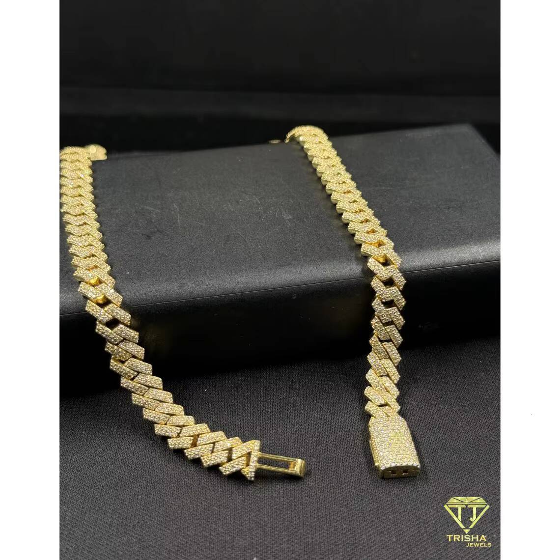 Genuine VVS Moissanite Diamond Cuban Link Necklace 925 Sterling Silver Test Approved chain for Men