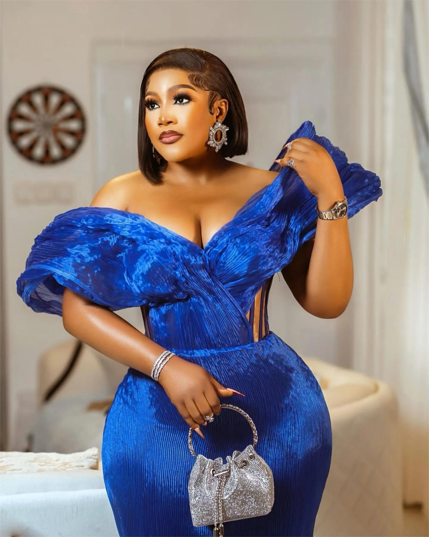 Mermaid Royal Blue Prom Dress Pleats Sexy Evening Formal Party Second Reception 50th Birthday Engagement Gowns Dresses Robe De Soiree