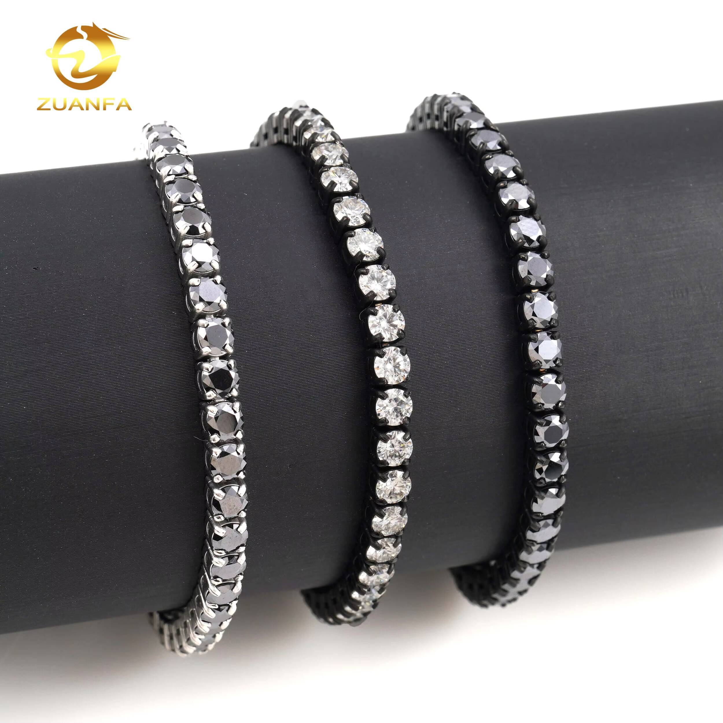 Black Gold Plated 4mm Diamond Hip Hop Moissanite Jewelry Iced Out VVS Moissanite Necklace 316L Stainless Steel Tennis Chain