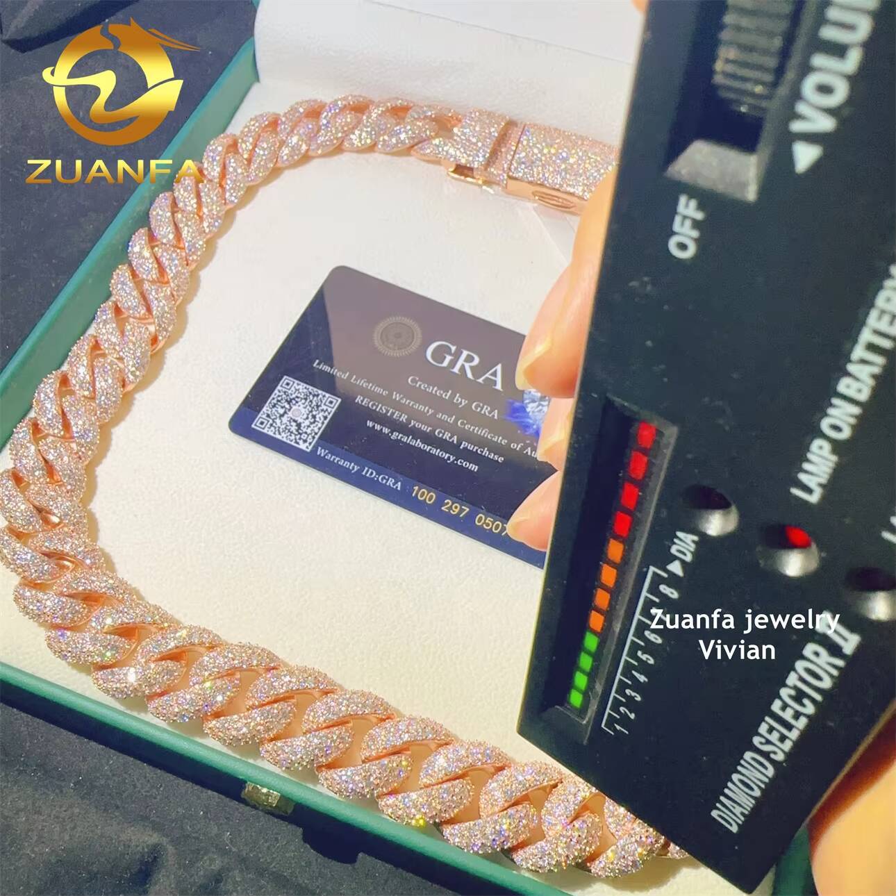 18MMCuban Link Moissanite Iced Out Necklace Lab Grown Diamond Necklace Sterling Silver 925 VVS Moissanite Hip Hop Cuban Chain