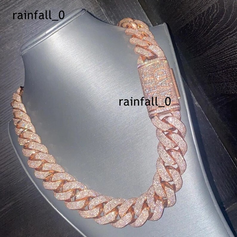 925 Sterling Silver 20mm 24inch VVS Moissanite Diamond Bling custom Cuban Link Chain Necklace Iced Hip Hop Jewelry prom parties
