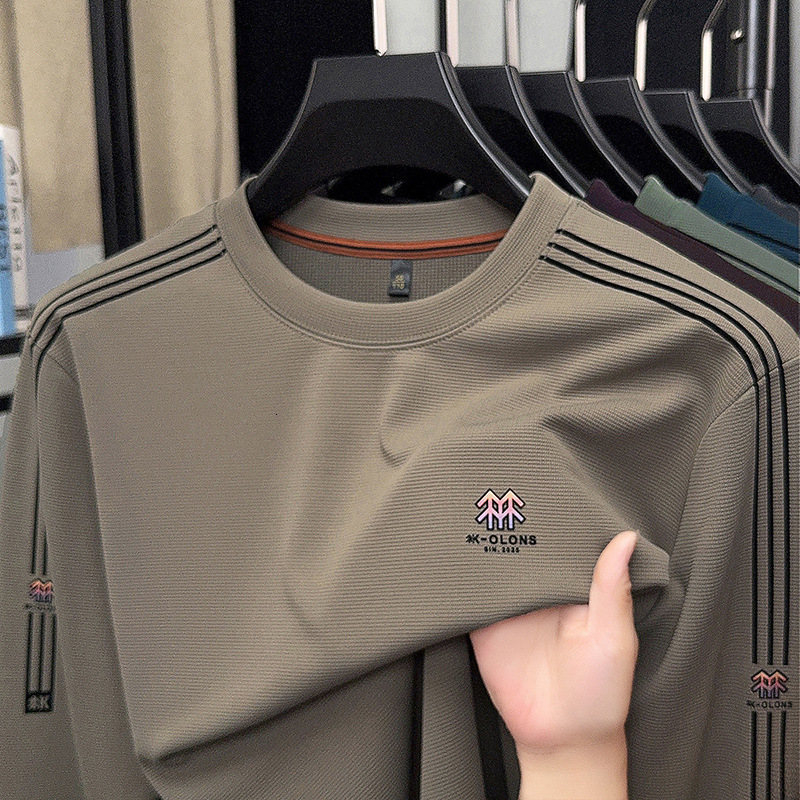 Middle-aged Men's Spring And Autumn New Heavyweight Crew Neck Long Sleeve T-shirt Loose Casual Base Shirt Designer T-shirt Dropshipping Dad'