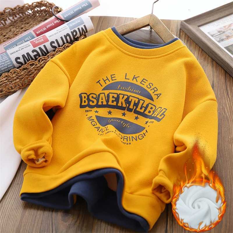 Boys Plus Velvet Sweatshirts Children Autumn Winter Thicken Hoodies Kids Padded Warm Tracksuit Teenager Casual Clthing 414YT251101