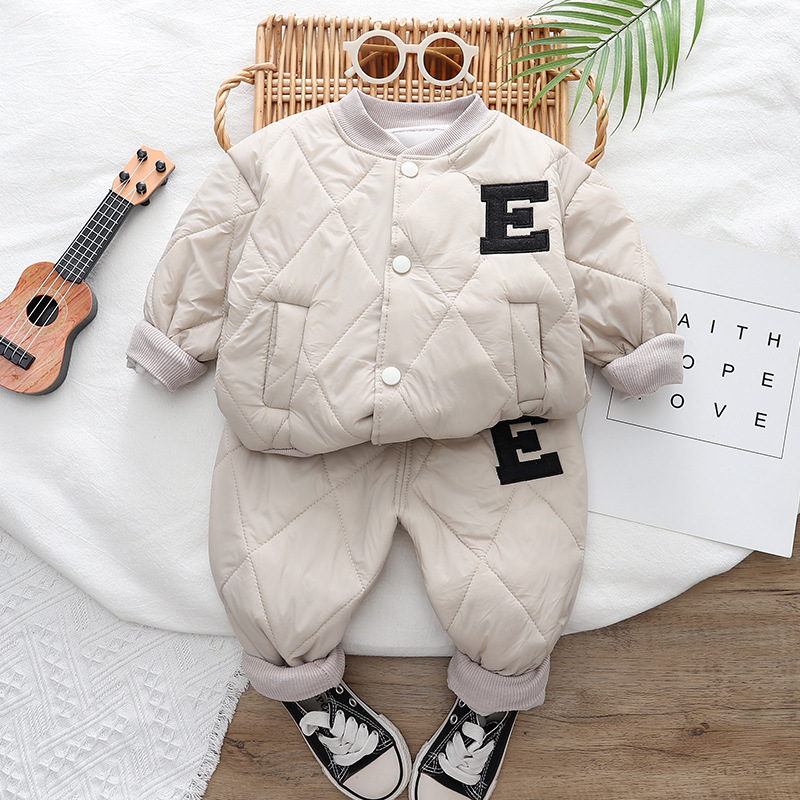2025 Boys Winter 2-Piece Set Korean Style Lightweight Padded Cotton Clothes Comfortable Infant Outfit