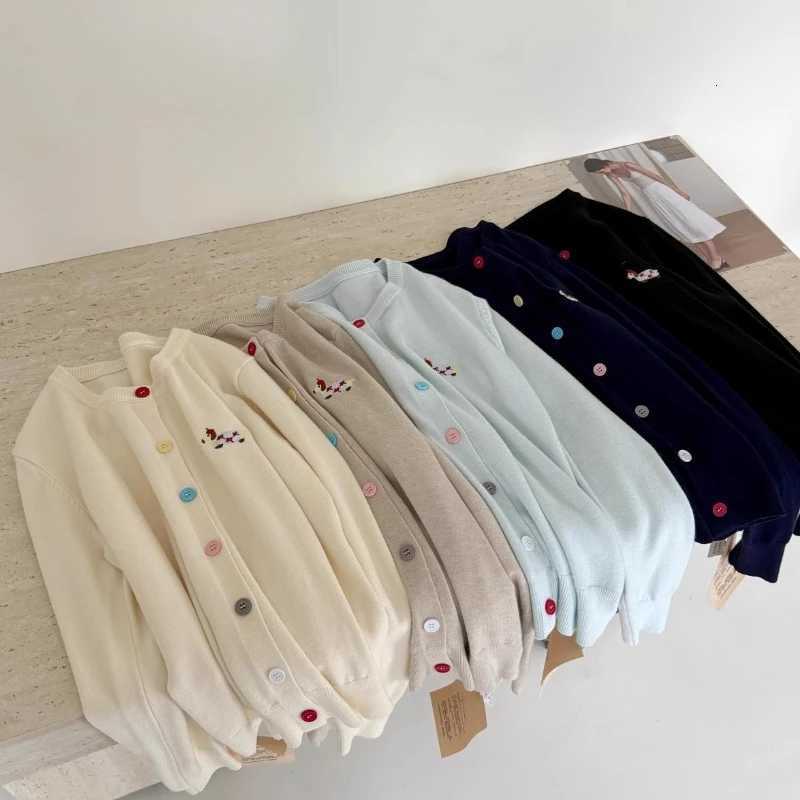 Women Basic Colorful Buttons Tops Knitted Chic Embroidery Cardigan Autumn Winter 2025 Soft Elegant Oneck Loose Casual SweatersT251101