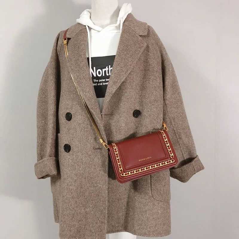 Womens Herringbone Pattern Woolen Jacket Imitation Cashmere Blazer Korean Loose Thick Coat Spring Autumn Winter NewT251101