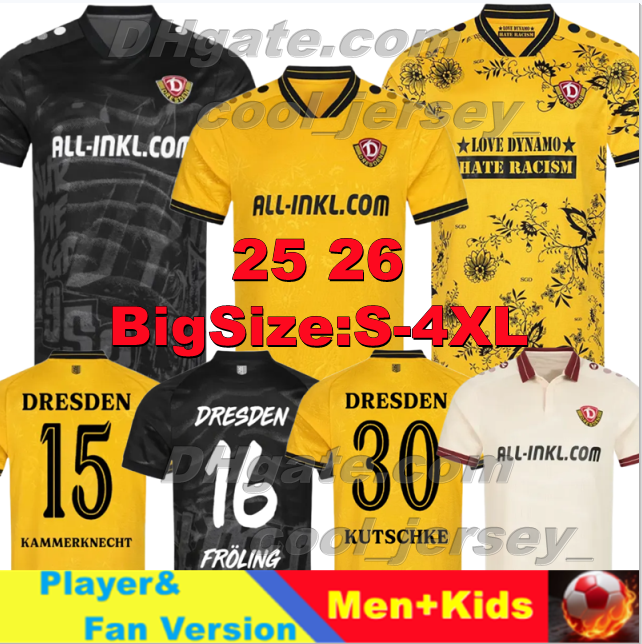 4XL 2025 2026 Dynamo Dresden Soccer Jersey Daferner Lemmer Home Away 3rd Kother Schreiber Football Shirts Froling Short Sleeve Casar Hauptmann Uniform Menzel Grill