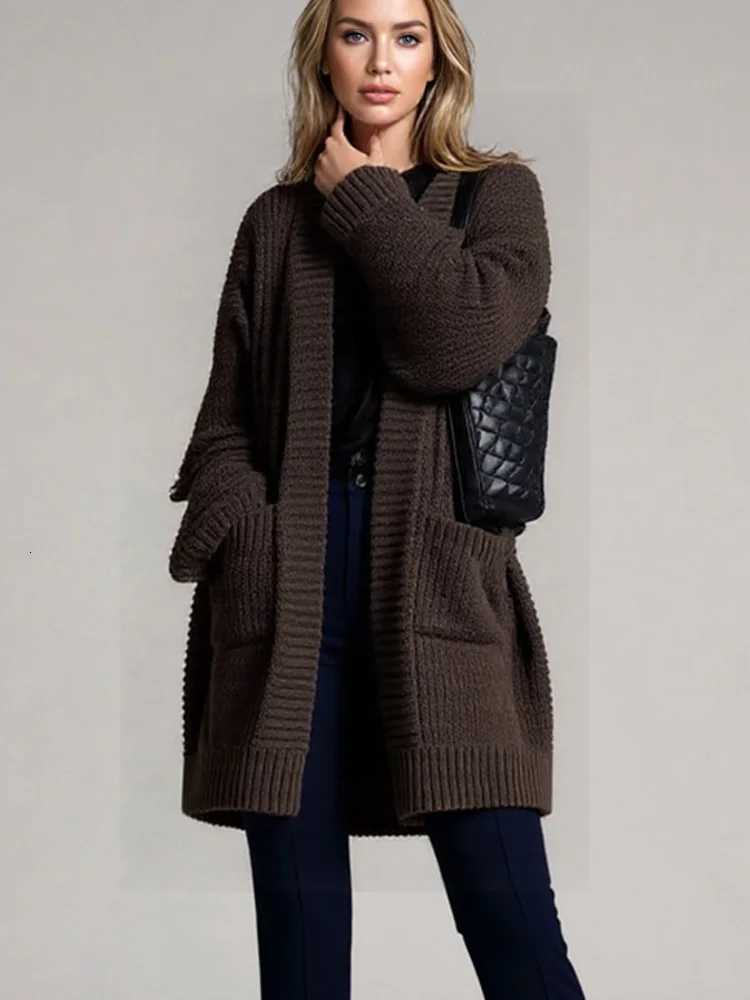 New Fashion Thicken Long Sleeve Cardigan Sweater Women Autumn Winter Casual Loose Long Womens Sweater Coat Elegant Knit OutwearT251101