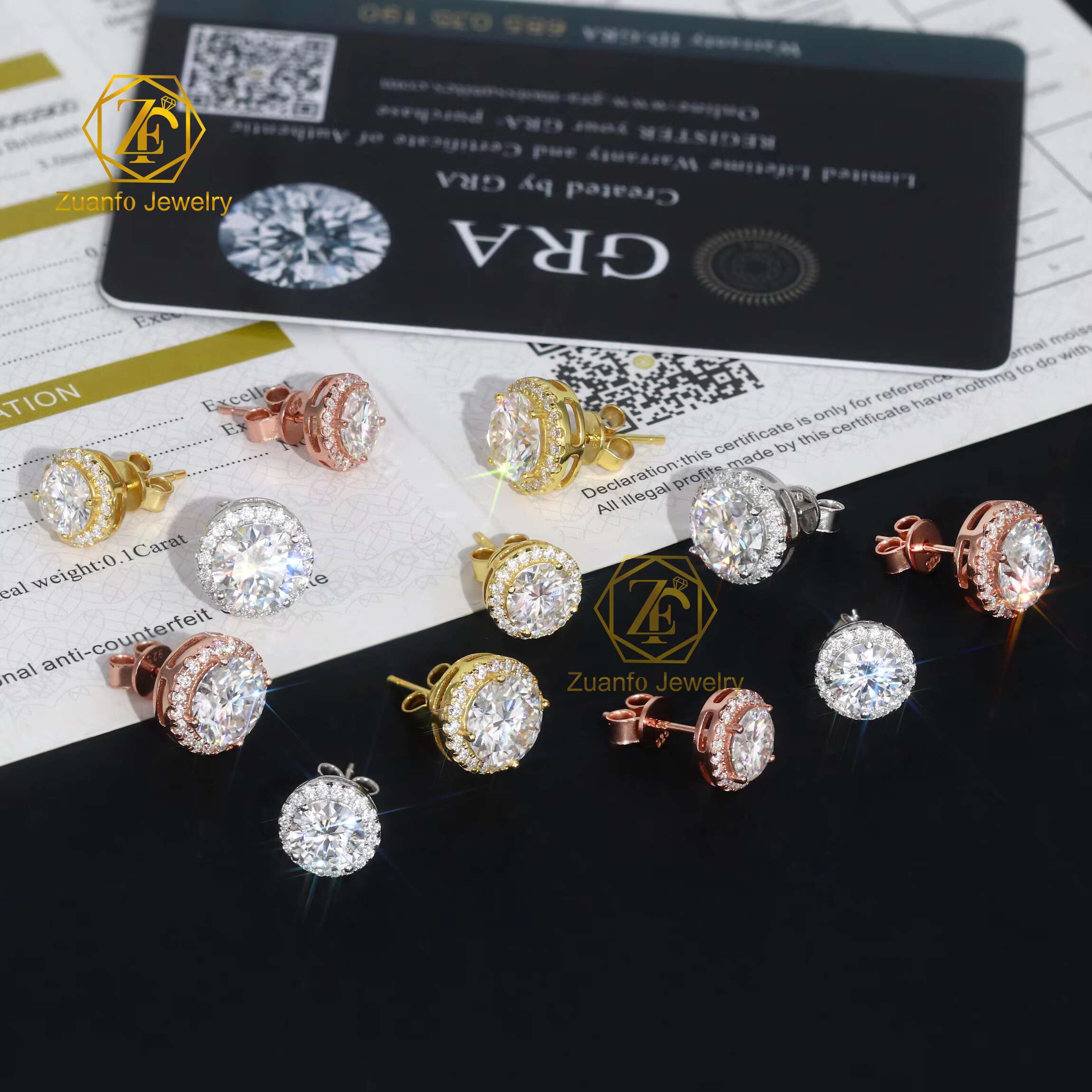 RTS 6.5mm 8mm Round Brilliant Cut D VVS Moissanite Earrings 925S Gold Plated Iced Out Diamond Stud for Women for Party Gift