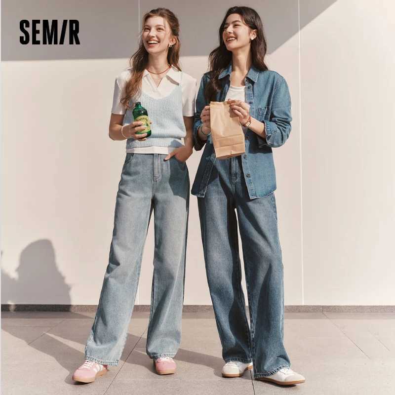 Semir Jeans Women 2024 New Winter Style with FleeceLined FloorLength Trousers Hong Kong Style WideLeg Trousers J251031