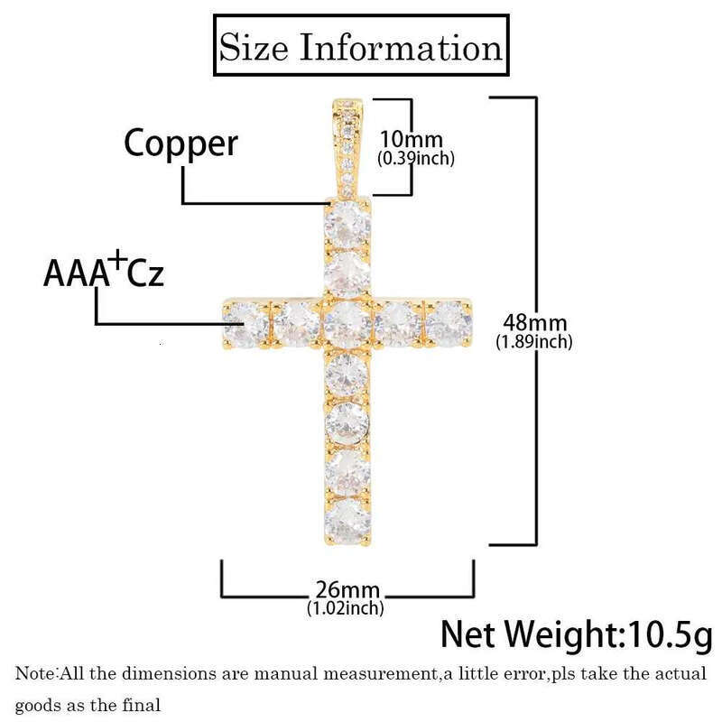 TopBg 5A Zircon Cross Pendants Necklace Platinum Plated Men Women Lover Gift Couple Religious Jewelry