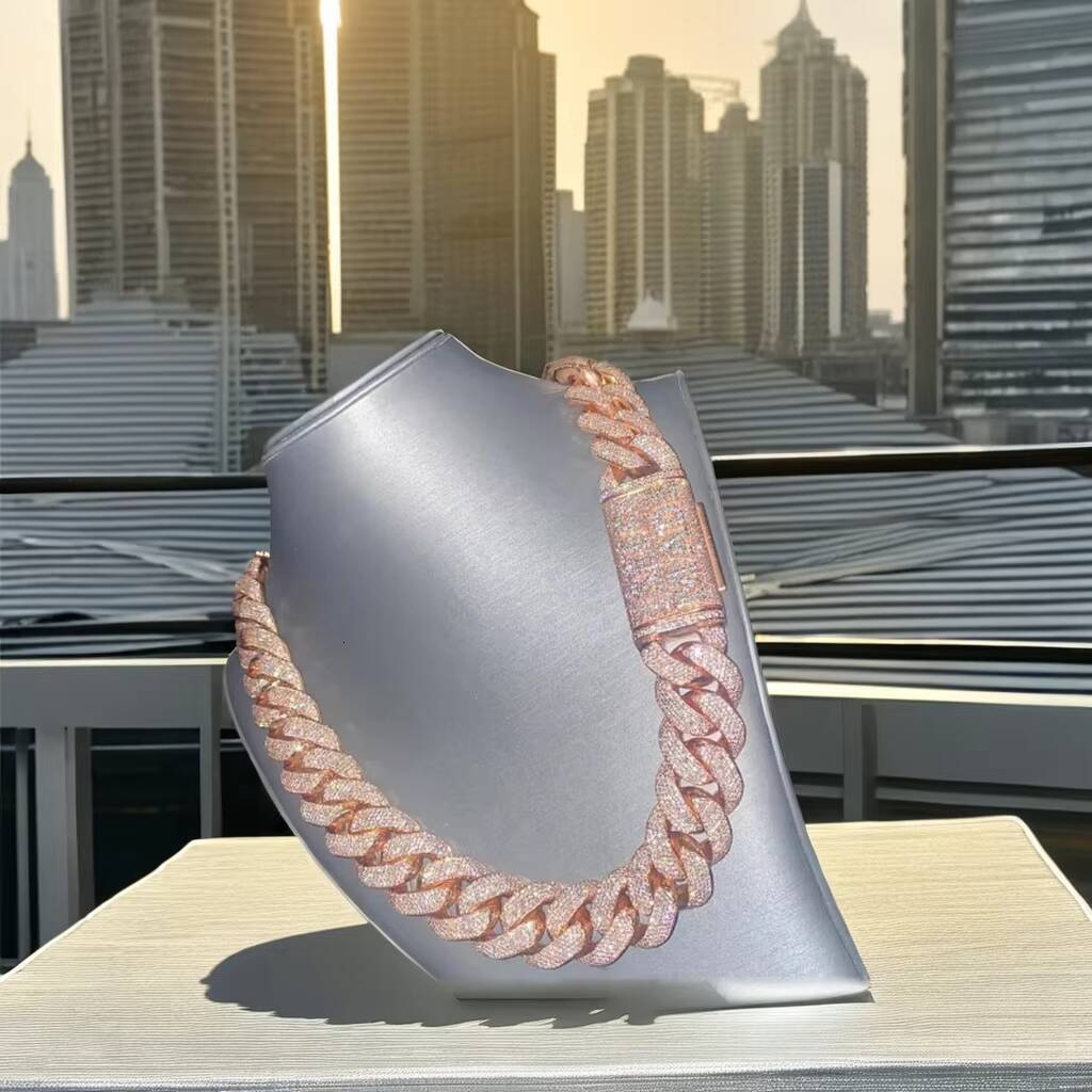 925 Sterling Silver 20mm 24inch VVS Moissanite Diamond Bling custom Cuban Link Chain Necklace Iced Hip Hop Jewelry prom parties