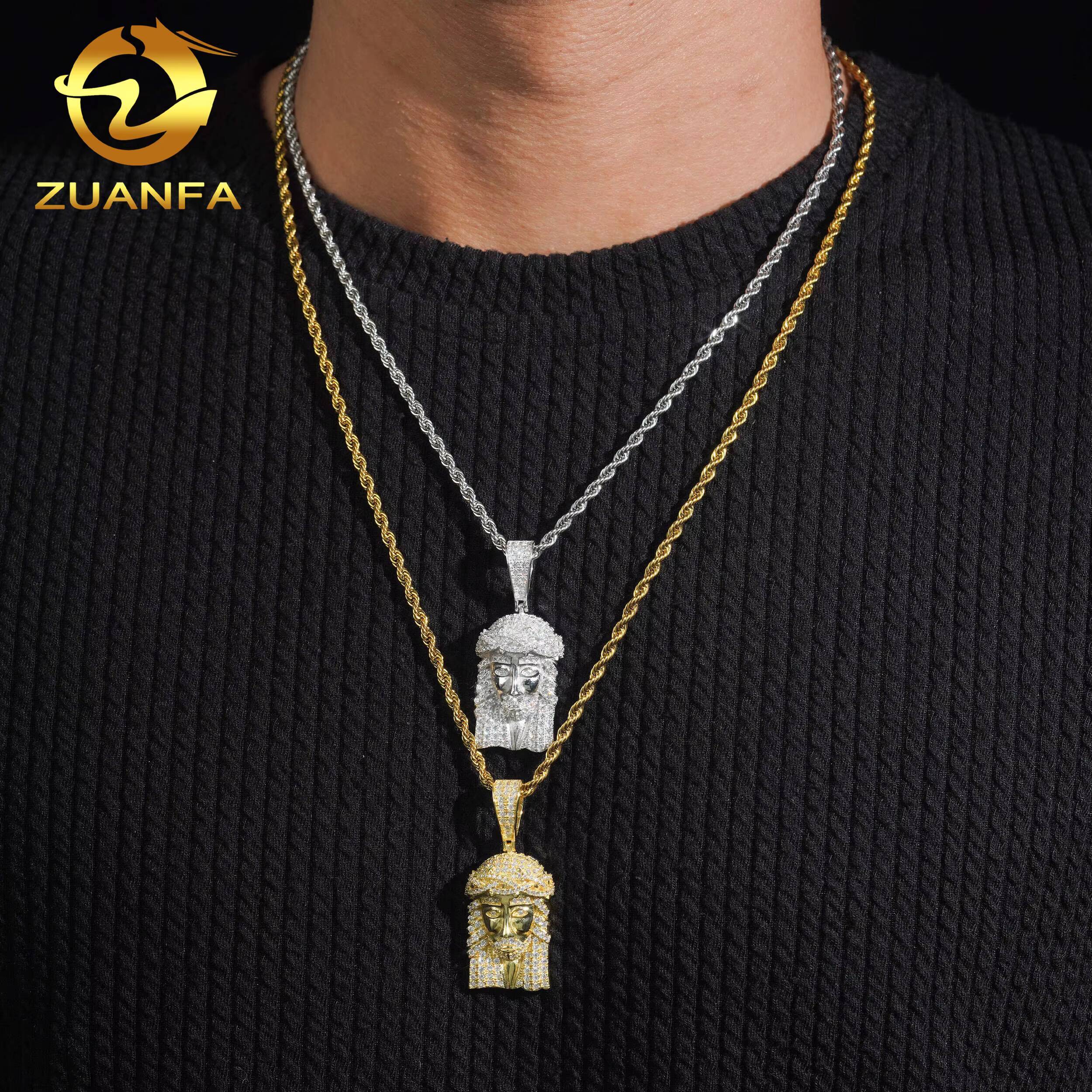 Pass Diamond Tester Jesus Head Pendant Moissanite Hip Hop Jewelry Iced Out 925 Silver Moissanite Custom Hip Hop Pendant for Men