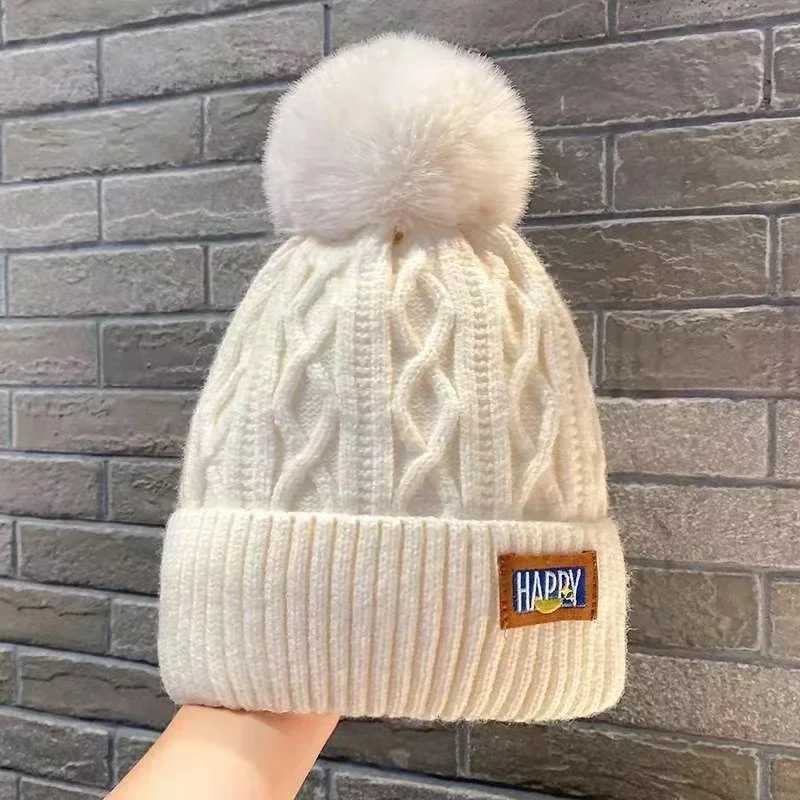 Winter Womens Pompom Knitted Hat Women Solid Color Thicken Plush Beanie Cap Female Autumn Warm Crochet HatsXJ251101