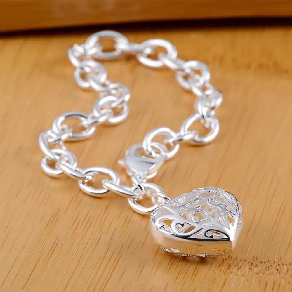 Romantic and beautiful hollow heart chain 925 sterling silver bracelet popular and exquisite jewelry for women wedding and Christmas gifts Y250329