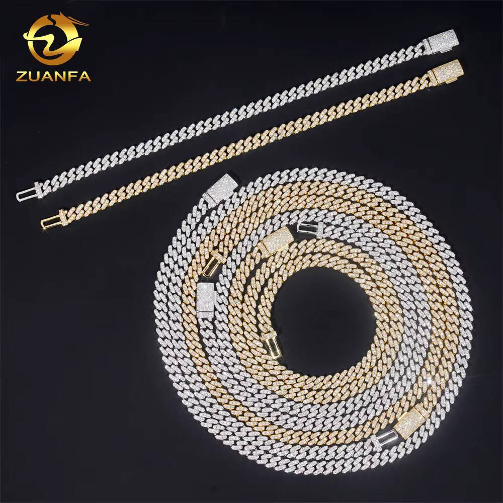 Pass Diamond Tester VVS Moissanite Lab Diamond Silver 925 6MM Cuban Bracelet and Chain Hip Hop Iced Out Jewelry Cuban Link Chain