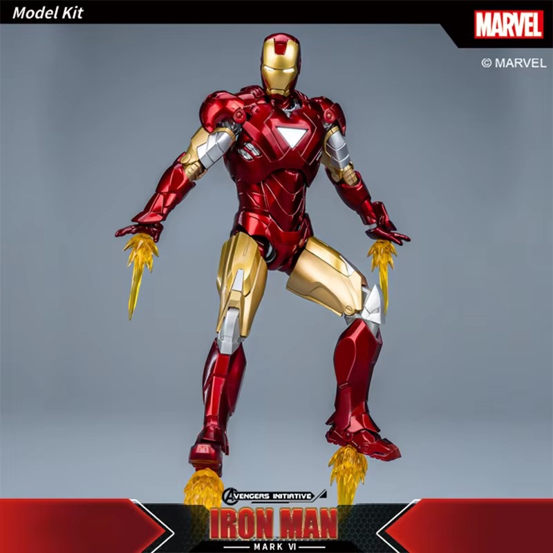 Fondjoy Marvel Avengers Iron Man MK6 1/12 Scale ABS Action Figure, Movable Joints Collectible Model Kit for Boys Adult Collectors, Birthday Gifts