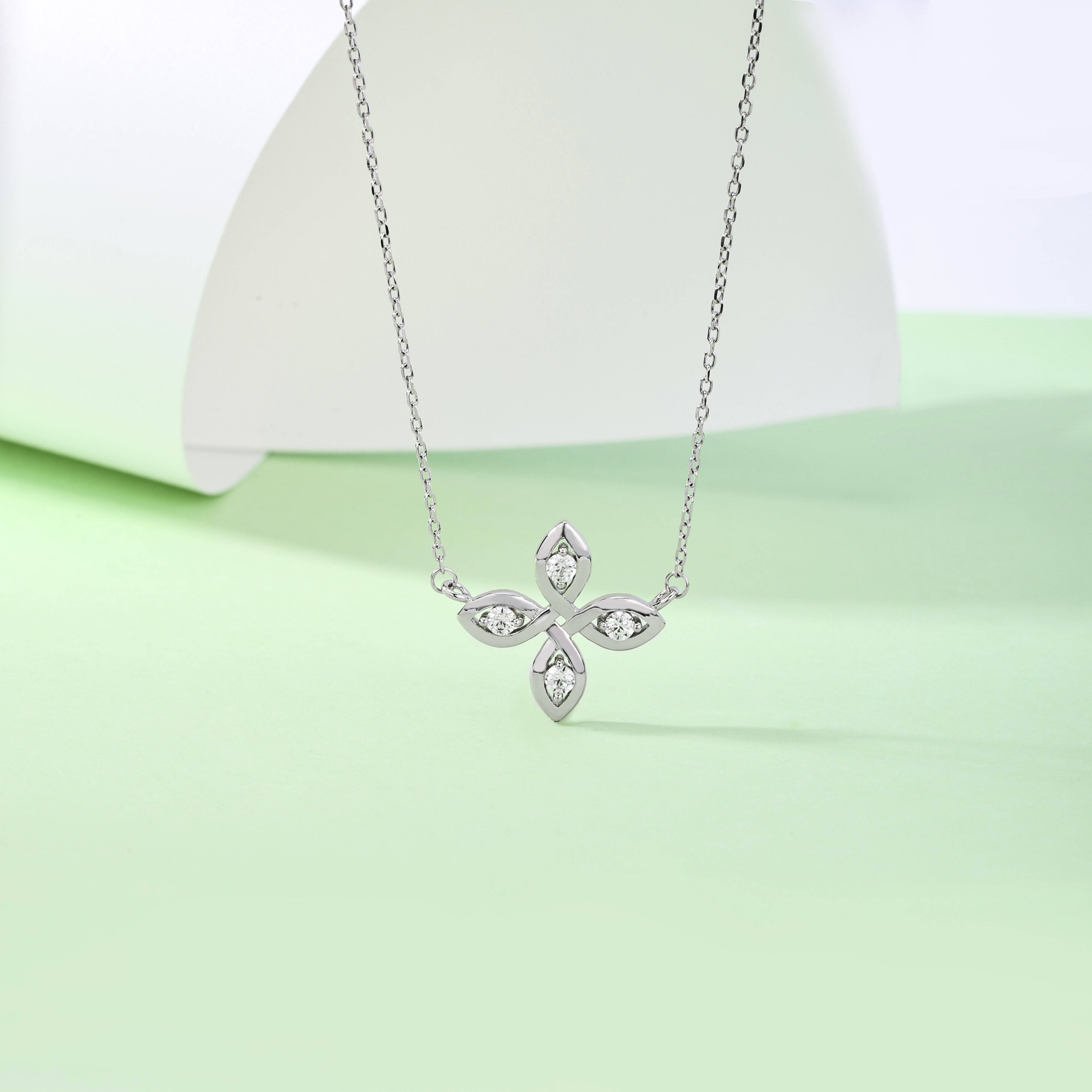 High Quality 925 Sterling Silver Lotus Pendant Rhodium Plated 5A Zircon Women Jewelry Necklace