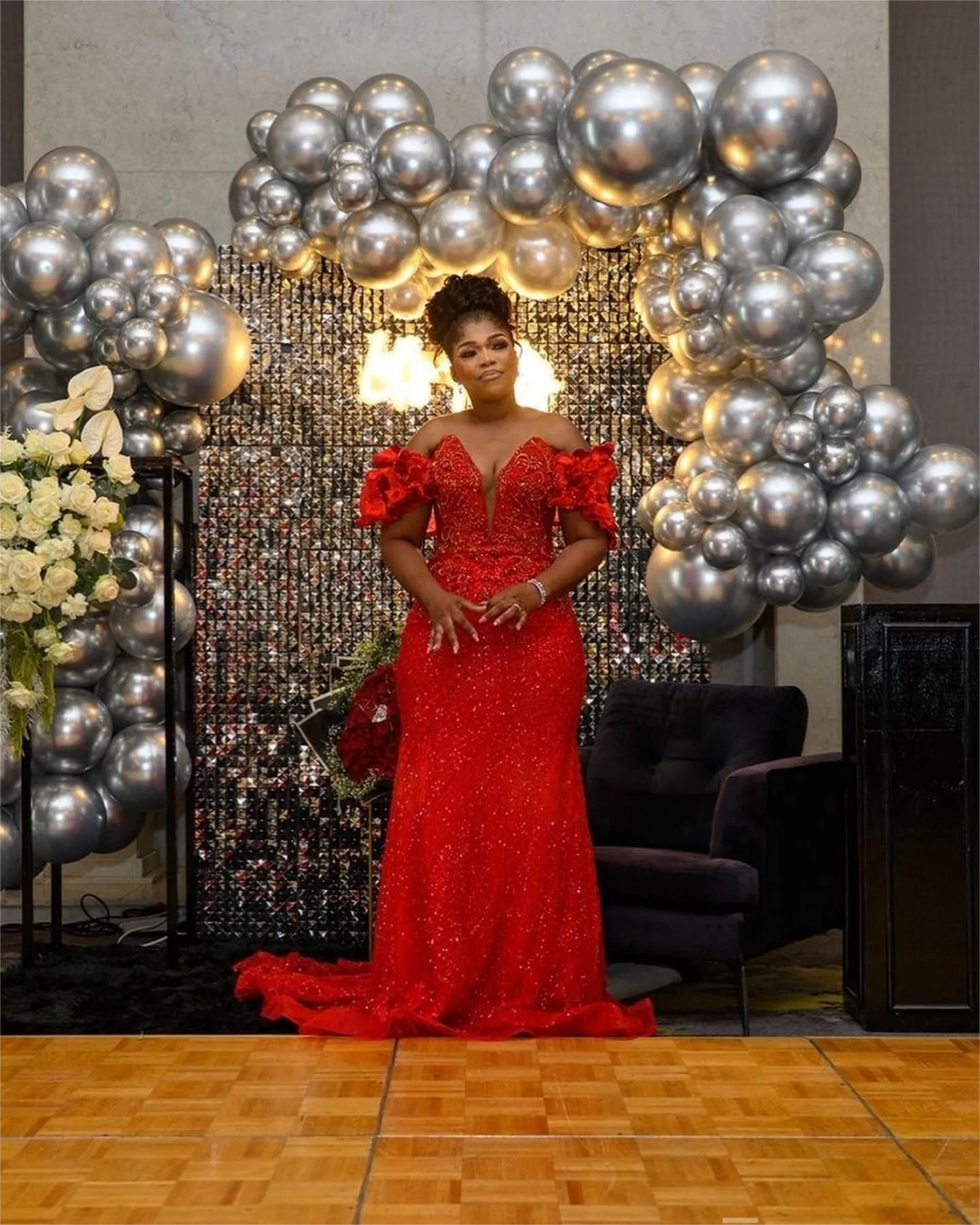 Red Mermaid Plus Size Prom Dresses 2025 Florals Sequined Sweetheart Evening Formal Party Second Birthday Engagement Gowns Dress For Special Occasions