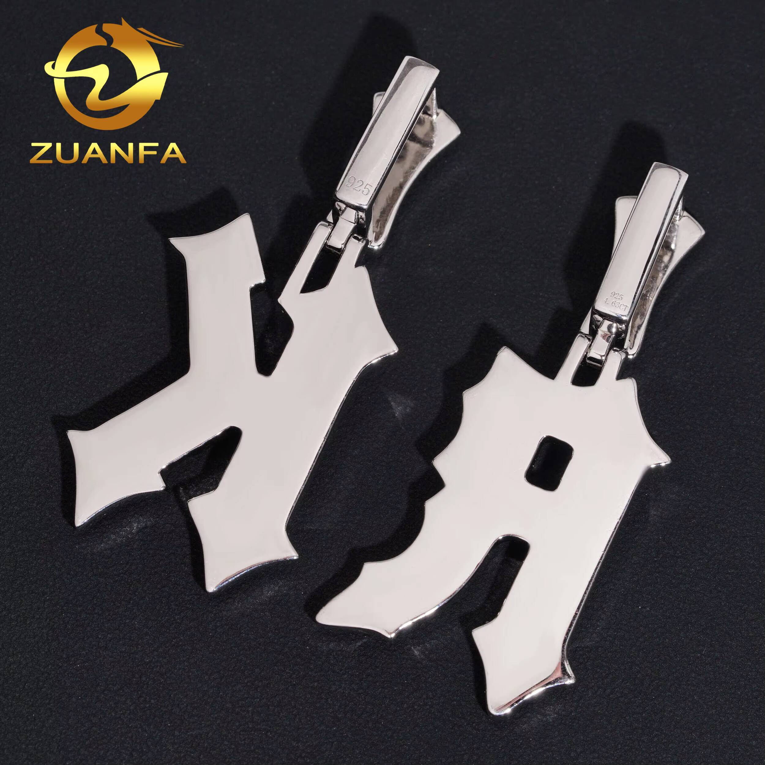 Custom Moissanite Pendant Men Hip Hop Iced Out VVS Diamond 925 Silver Mossanite Name Letter Pendant Initial Charms