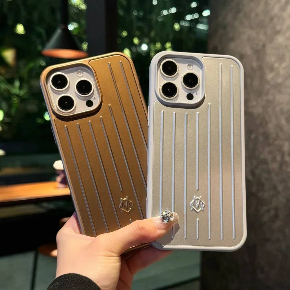 3D Corrugated Stripe Stylish Business Luggage Phone Case for IPhone17 Pro Max 16 15 14 13 Hard Shockproof Bumper Luxury Funda