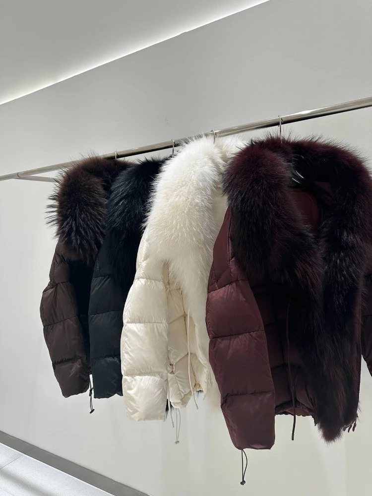 OFTBUY Oversized Raccoon Fur Collar Winter Puffer Hooded Jacket Women Thick Warm White Duck Down Coat Waterproof Parka 251031