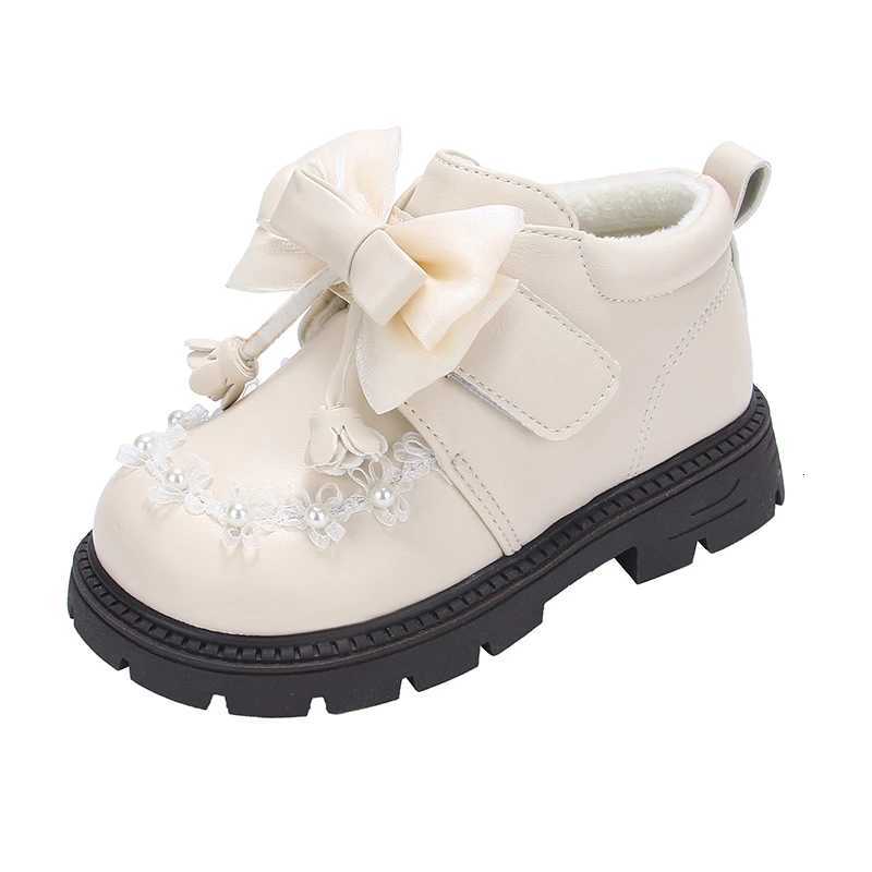Kids Princess Flat Shoes with Big Bowknots Girls Leather Shoes Korean Style 2025 Winter New Children Casual Fashion Shoes SoftT251101