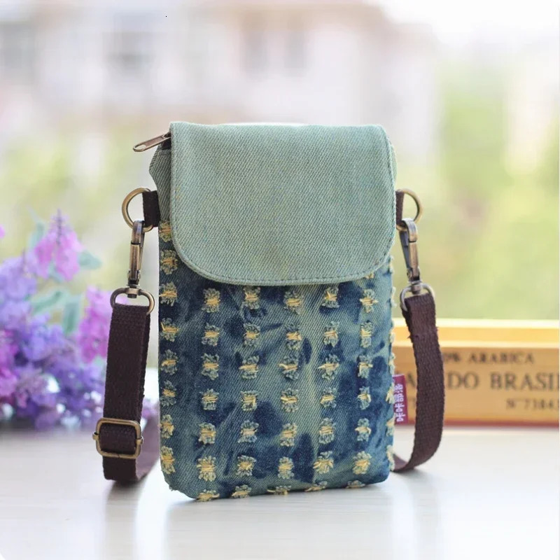 Denim 3-layer Womens Mini Messenger Mobile Phone Bag Case Shoulder Bag Purse Pouch Handbag Wallet Womens Bag Tote Bag 250331