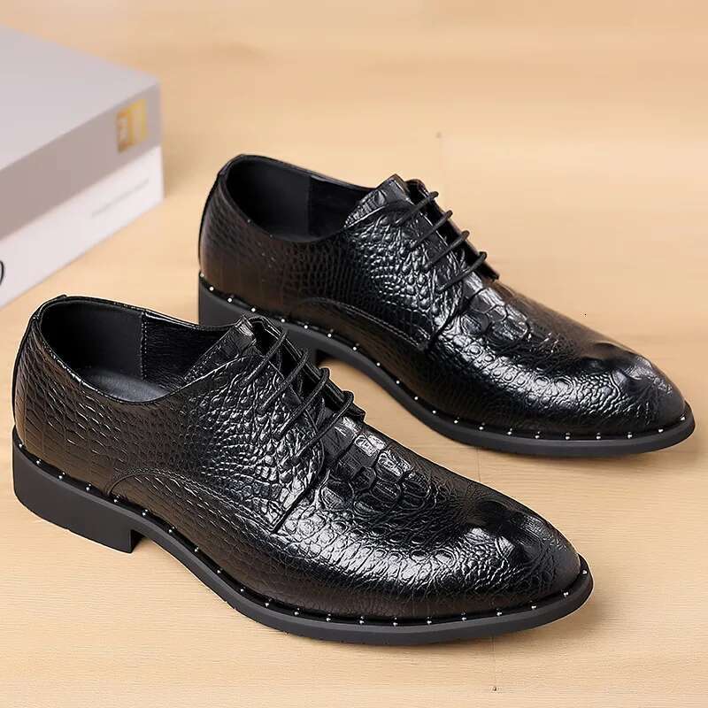 Genuine Leather Crocodile Skin Men's Dress Lace-Up Wedding Party Shoe Business Office Men Oxfords Shoes