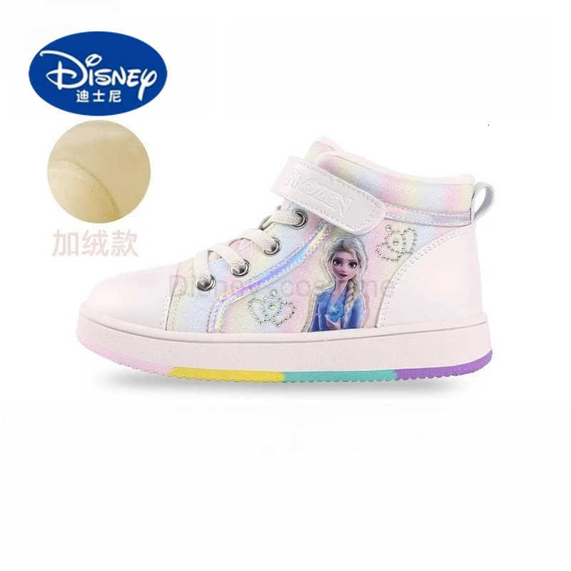 Disney Elsa Princess Sneakers Kids Fleece High Tops Winter Soft Sole Shoes H251101