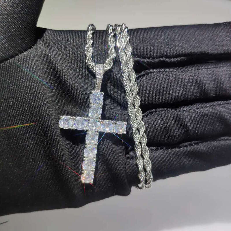 TopBg 5A Zircon Cross Pendants Necklace Platinum Plated Men Women Lover Gift Couple Religious Jewelry