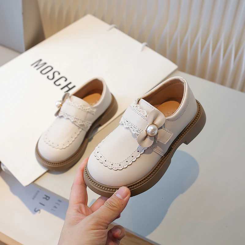 Girl Leather Shoes for School Party Wedding Kids Black Loafers Slipon Children Flats Shoes Sweet Fashion Chic Bow British StyleT251101