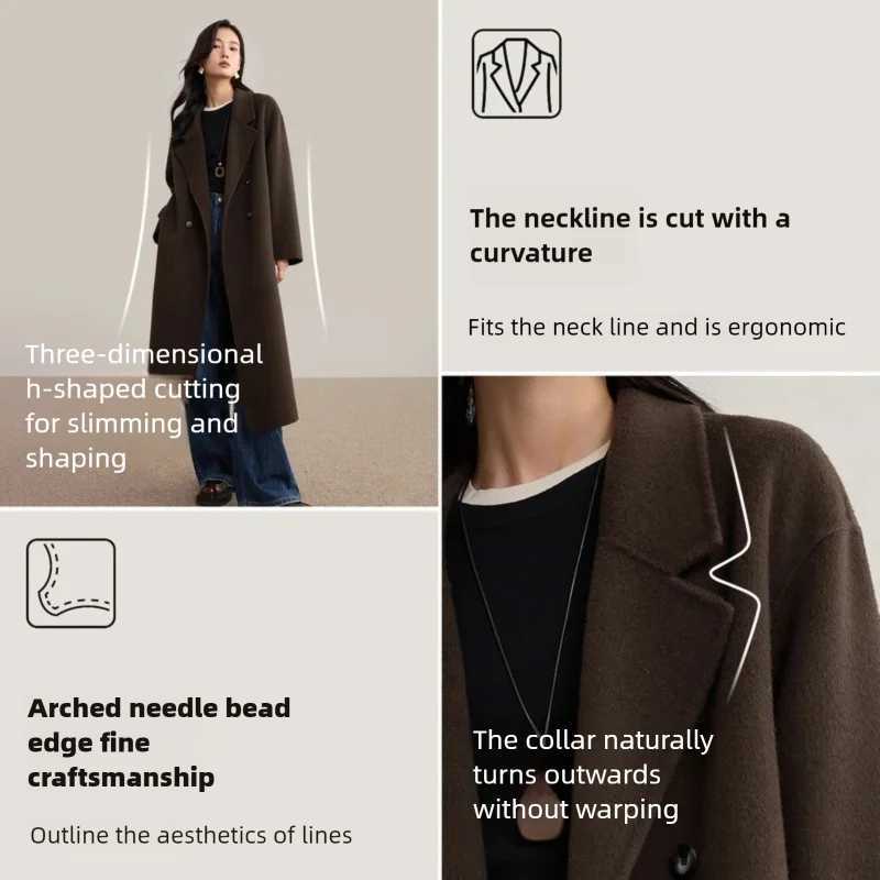 SENTUBILA Womens 100 Wool Long Coat Winter 2025 Classic Elegant Commuter Style DoubleFaced Overcoat Ladies Clothes W54OA8780T251101