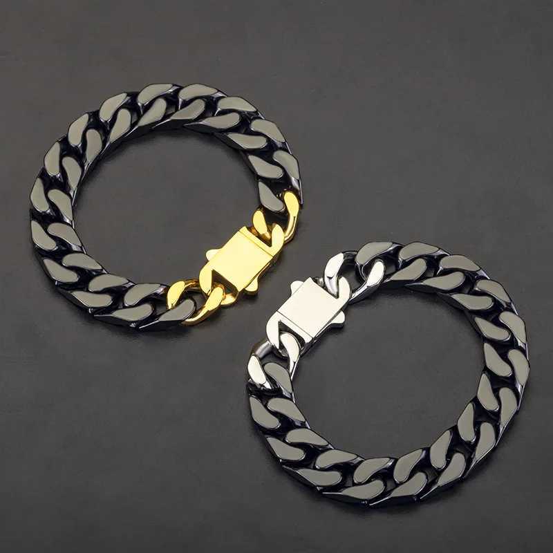 Simple stainless steel ceramic Cuban bracelet with male and female same patch work four sided grinding titanium steel accessories Y250329
